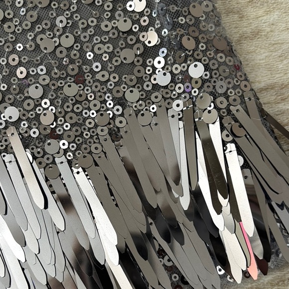 Zara Silver Embellished Mini Skirt Cocktail - Picture 6 of 7